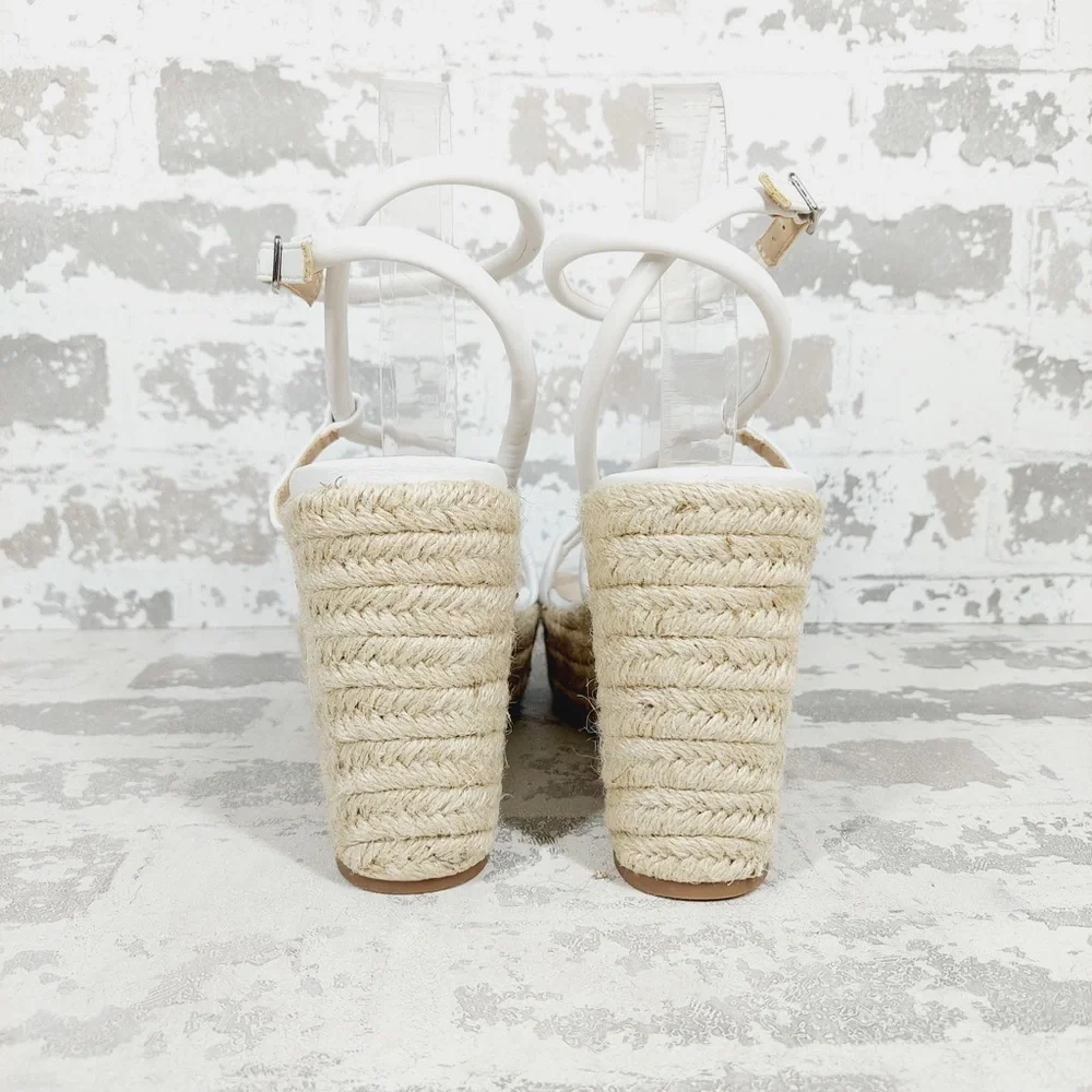 NEW BP White Cohan Espadrille Wedge Strappy Sandals W633 - Picture 5 of 11